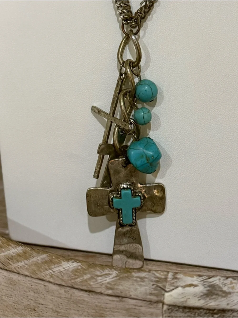 Shyanne Extra Long Multi-Layer Necklace with Long Cross Pendants